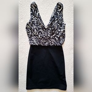 VERSUS BY VERSACE Animal Print Sleeveless Dress In Black And White IT 40 US 4